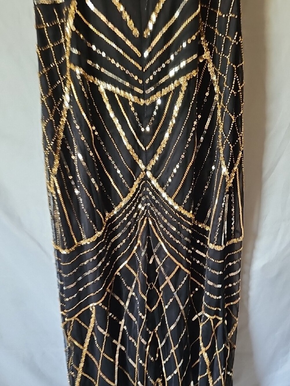 Gold-Embellished Black Evening Gown - image 12